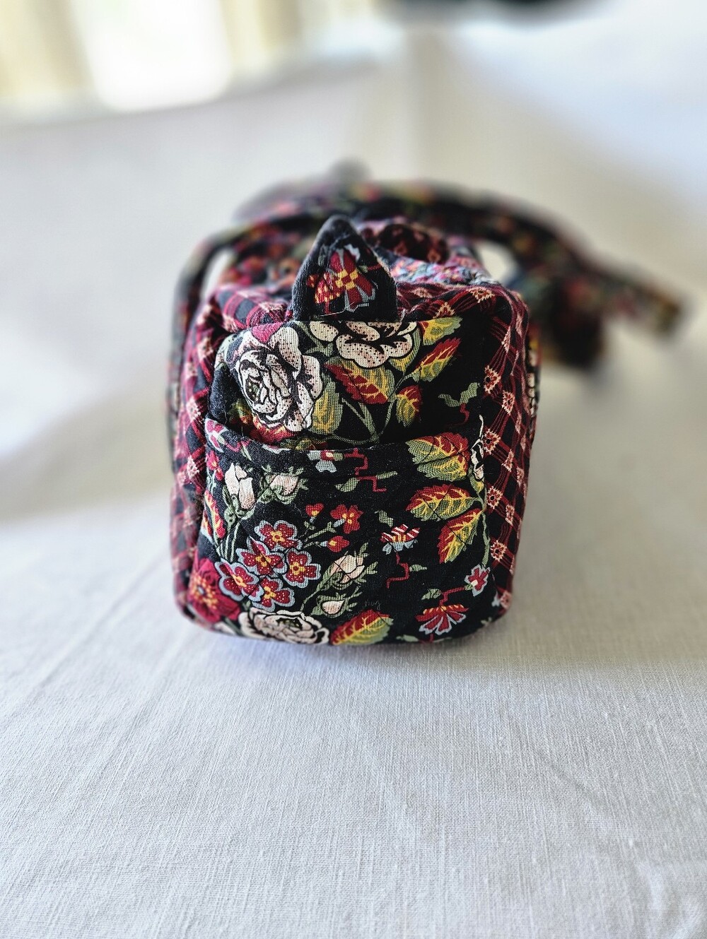 Quilted Floral Vera Bradley Mini Duffel in Black and Red - Women’s Shoulder Bag - Picture 3 of 9